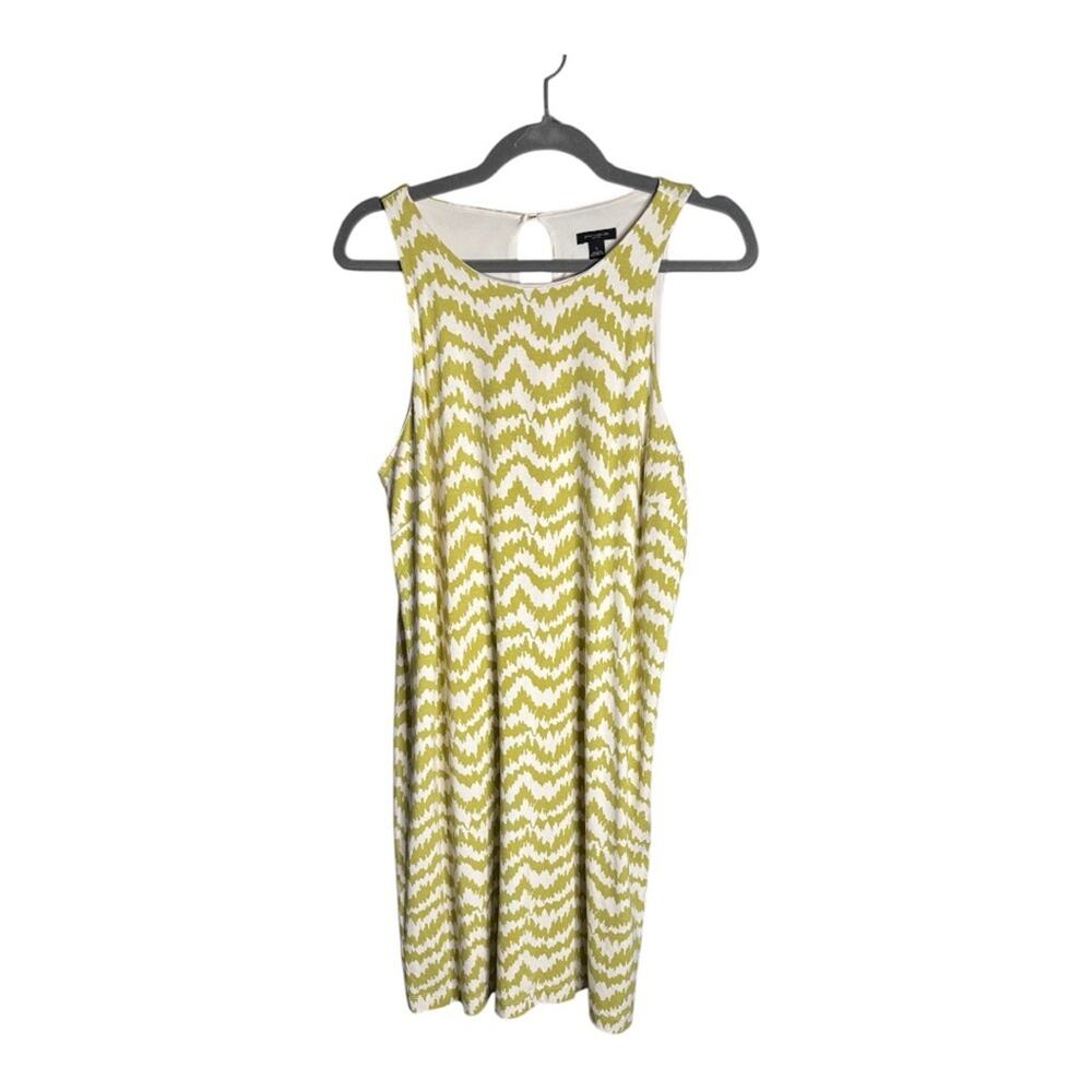 Ann Taylor Green and White Printed Sleeveless Dress Small Back Cutout Large